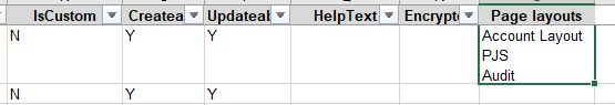 example of spreadsheet with page layout column