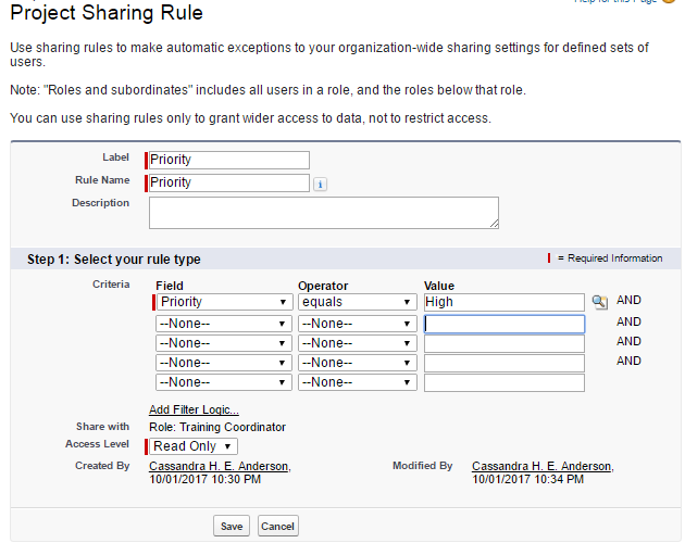 Project Sharing Rules