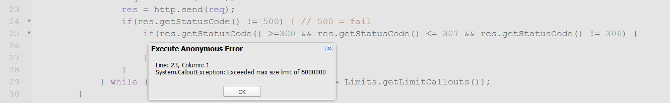 max size limit error