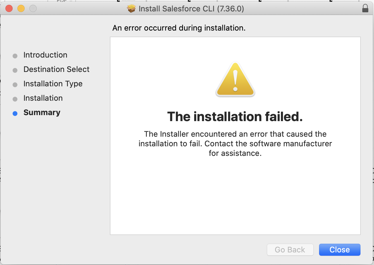 macOS Salesforce CLI installation error