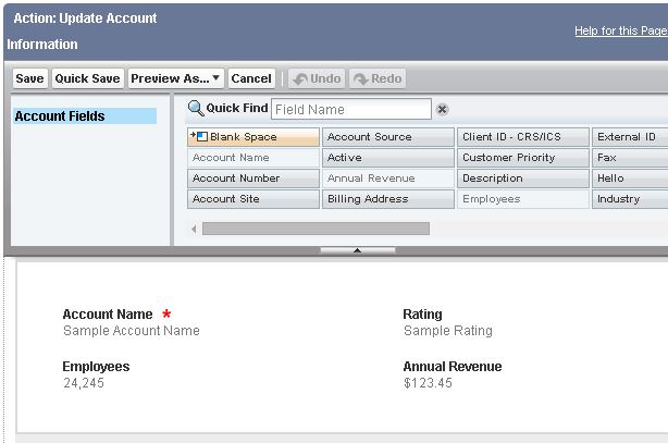 Account Detail publisher layout