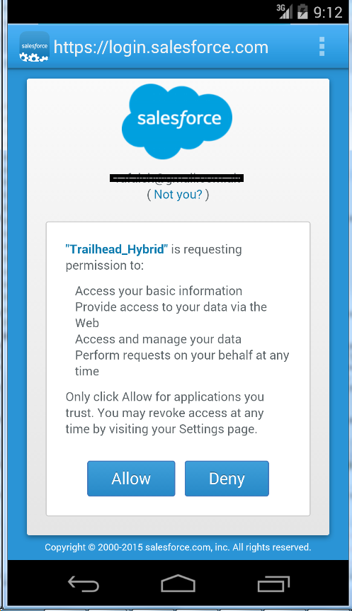 TrailHead App requesting permission