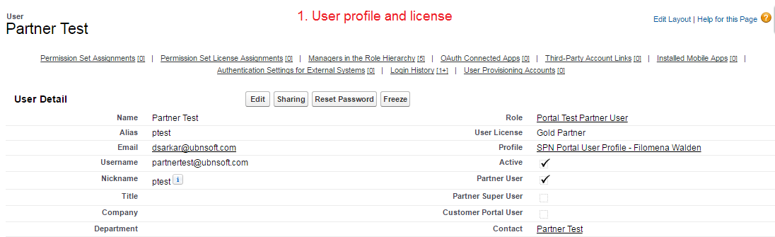 Partner portal user settings