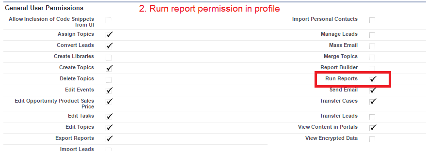 Run Report permission in Profile