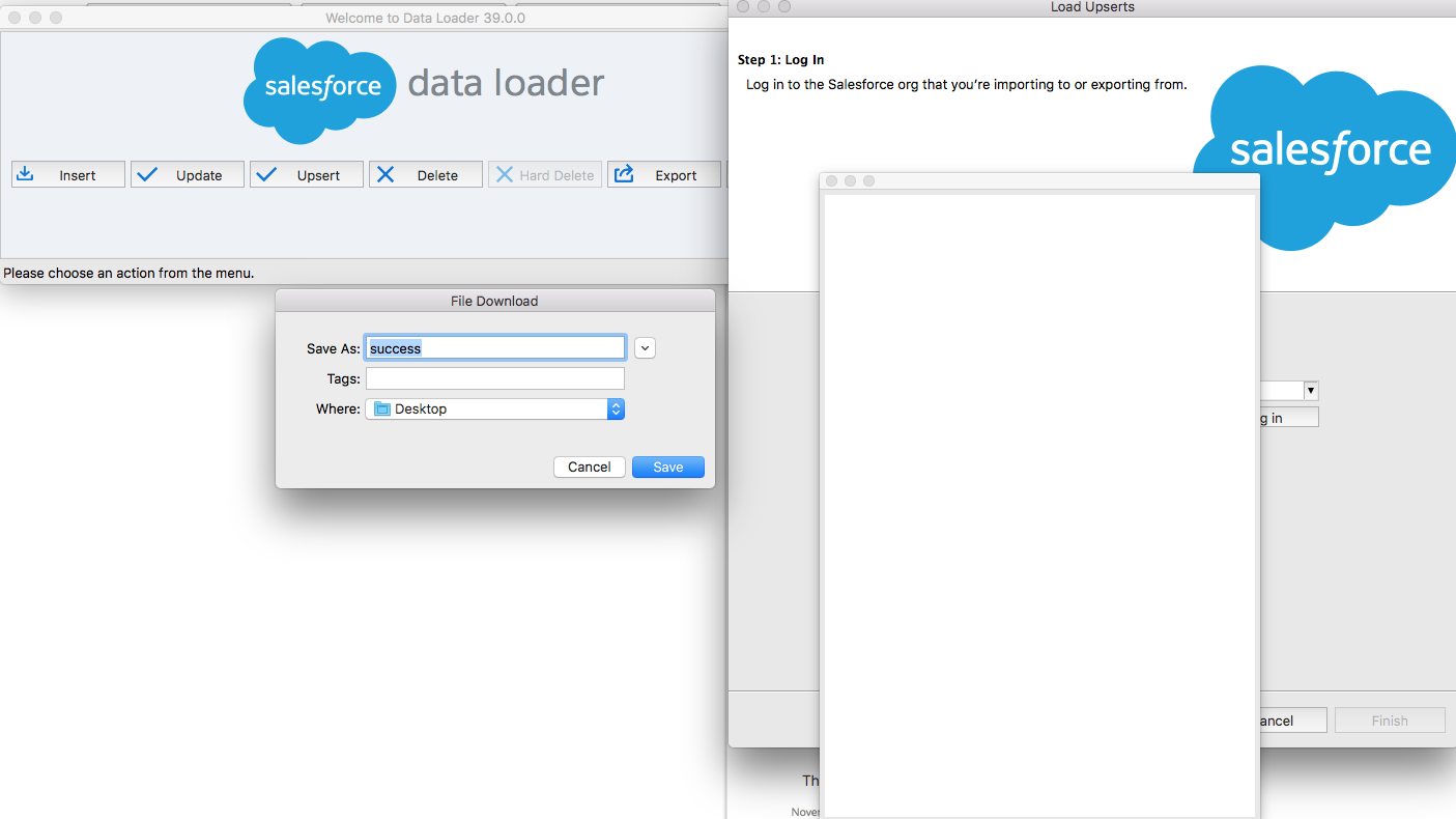 Data Loader Authorization Hanging White Screen
