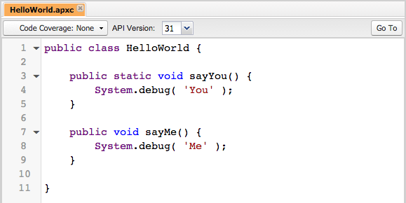 look here there is no static method in HelloWorld class