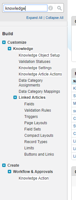 keyword search "knowledge" in quick search