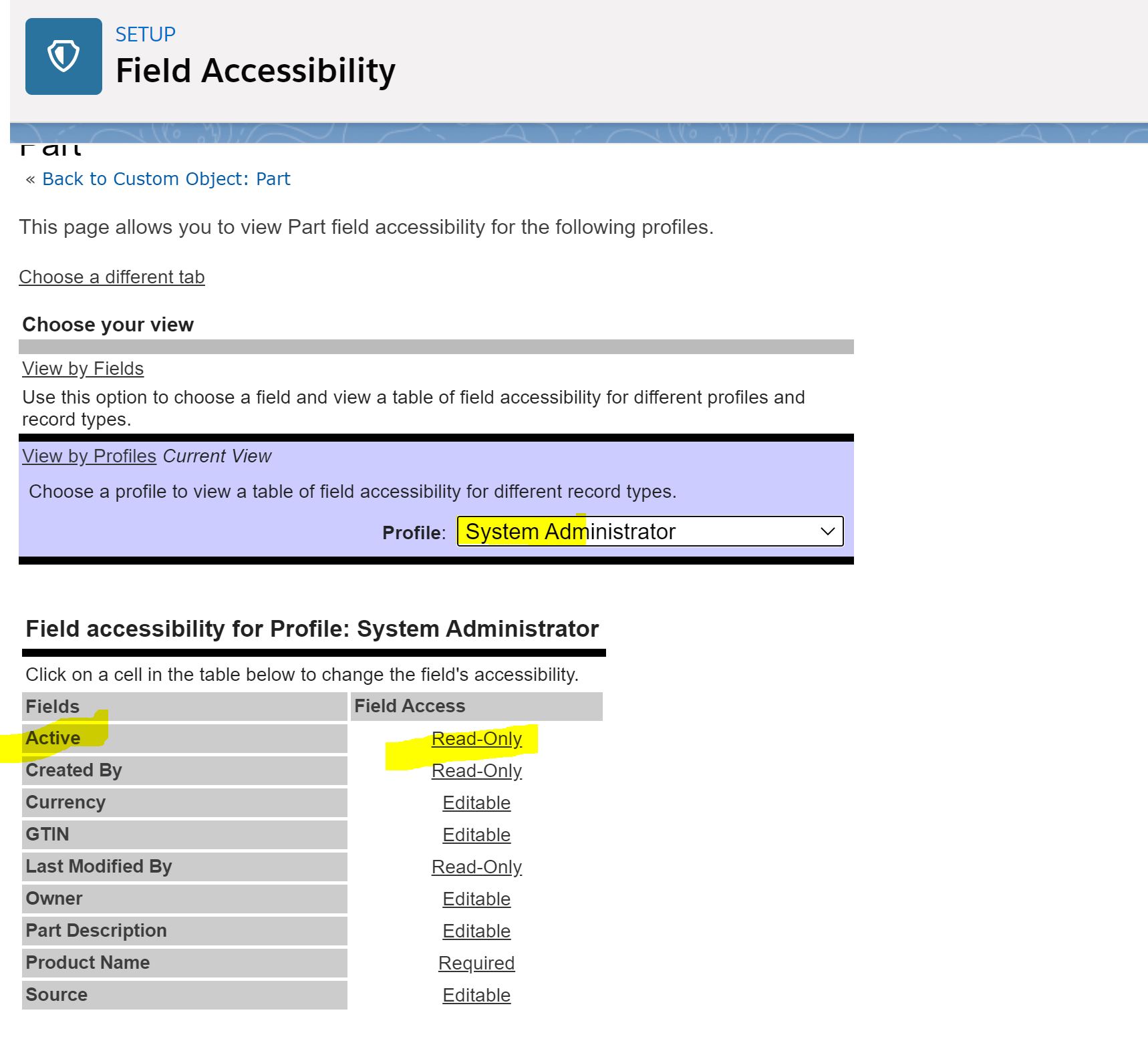 Field accessibility screenshot