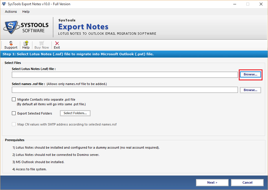 SysTools NSF to PST to Export Lotus Notes to Outlook 2019