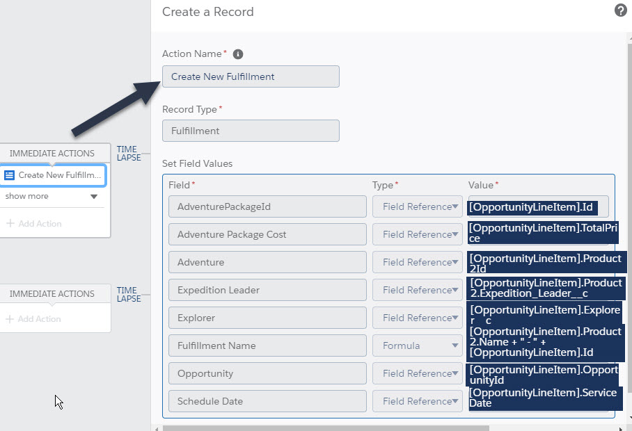 Immediate Action - Create New Fulfillment Record and map fields