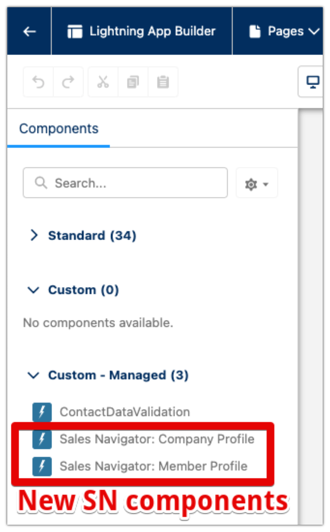 Where to find new SN components in Lighting App Builder