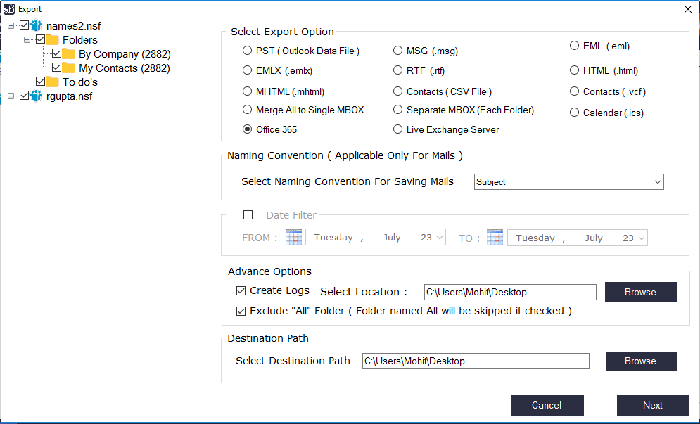 convert Lotus Notes to Office 365