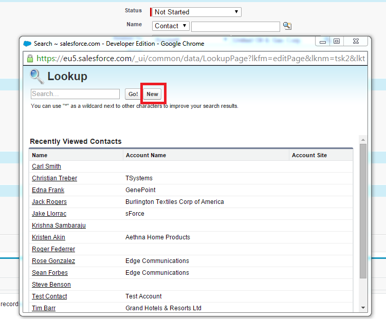 Create new contact from lookup.